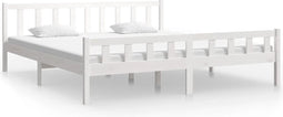 vidaXL - Bedframe - massief - hout - wit - 180x200 - cm