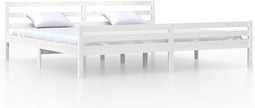 vidaXL - Bedframe - massief - hout - wit - 200x200 - cm