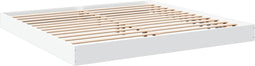 vidaXL - Bedframe - massief - hout - wit - 200x200 - cm