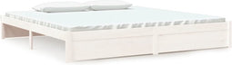 vidaXL - Bedframe - massief - hout - wit - 200x200 - cm