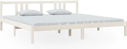 vidaXL - Bedframe - massief - hout - wit - 200x200 - cm