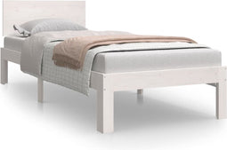 vidaXL - Bedframe - massief - hout - wit - 75x190 - cm