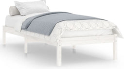 vidaXL - Bedframe - massief - hout - wit - 75x190 - cm
