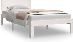 vidaXL - Bedframe - massief - hout - wit - 90x190 - cm