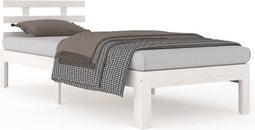vidaXL - Bedframe - massief - hout - wit - 90x200 - cm