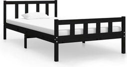 vidaXL - Bedframe - massief - hout - zwart - 100x200 - cm