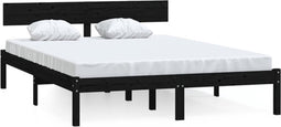 vidaXL - Bedframe - massief - hout - zwart - 120x190 - cm