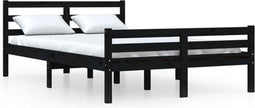 vidaXL - Bedframe - massief - hout - zwart - 120x200 - cm