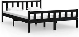 vidaXL - Bedframe - massief - hout - zwart - 120x200 - cm