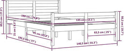 vidaXL - Bedframe - massief - hout - zwart - 135x190 - cm