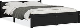 vidaXL - Bedframe - massief - hout - zwart - 135x190 - cm