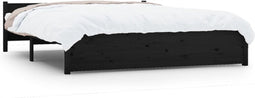 vidaXL - Bedframe - massief - hout - zwart - 140x190 - cm