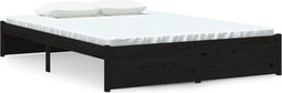 vidaXL - Bedframe - massief - hout - zwart - 140x200 - cm
