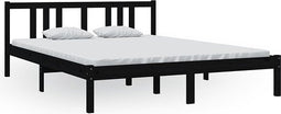 vidaXL - Bedframe - massief - hout - zwart - 150x200 - cm