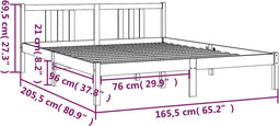 vidaXL - Bedframe - massief - hout - zwart - 160x200 - cm