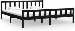 vidaXL - Bedframe - massief - hout - zwart - 160x200 - cm