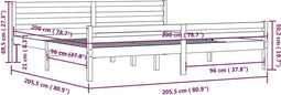 vidaXL - Bedframe - massief - hout - zwart - 200x200 - cm
