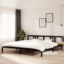 vidaXL - Bedframe - massief - hout - zwart - 200x200 - cm