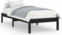 vidaXL - Bedframe - massief - hout - zwart - 75x190 - cm