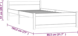 vidaXL - Bedframe - massief - hout - zwart - 75x190 - cm