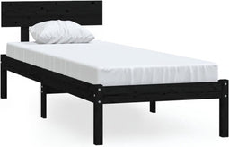 vidaXL - Bedframe - massief - hout - zwart - 75x190 - cm