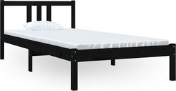 vidaXL - Bedframe - massief - hout - zwart - 90x200 - cm