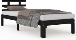 vidaXL - Bedframe - massief - hout - zwart - 90x200 - cm