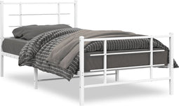 vidaXL-Bedframe-met-hoofd--en-voeteneinde-metaal-wit-100x190-cm