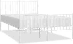 vidaXL - Bedframe - met - hoofd- - en - voeteneinde - metaal - wit - 120 - x - 190 - cm