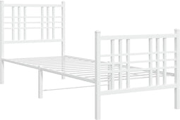 vidaXL - Bedframe - met - hoofd- - en - voeteneinde - metaal - wit - 80x200 - cm