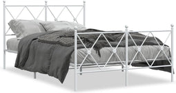 vidaXL - Bedframe - met - hoofd- - en - voeteneinde - metaal - wit - 120 - x - 190 - cm