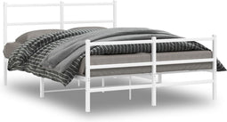 vidaXL - Bedframe - met - hoofd- - en - voeteneinde metaal - wit - 140x190 - cm