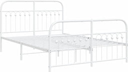 vidaXL - Bedframe - met - hoofd- - en - voeteneinde - metaal - wit - 140x190 - cm