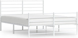 vidaXL - Bedframe - met - hoofd- - en - voeteneinde - metaal - wit - 140x190 - cm
