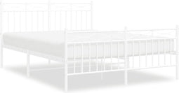 vidaXL - Bedframe - met - hoofd- - en - voeteneinde - metaal - wit - 140x190 - cm