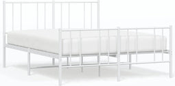 vidaXL - Bedframe - met - hoofd- - en - voeteneinde - metaal - wit - 120 - x - 190 - cm