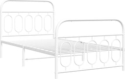 vidaXL - Bedframe - met - hoofd- - en - voeteneinde - metaal - wit - 107x203 - cm