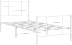 vidaXL - Bedframe - met - hoofd- - en - voeteneinde - metaal - wit - 90x190 - cm