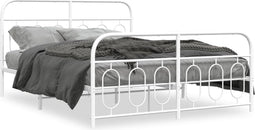 vidaXL - Bedframe - met - hoofd- - en - voeteneinde - metaal - wit - 140x190 - cm