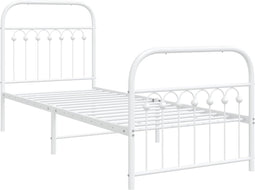 vidaXL - Bedframe - met - hoofd- - en - voeteneinde - metaal - wit - 80x200 - cm