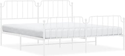 vidaXL - Bedframe - met - hoofd- - en - voeteneinde metaal - wit - 183x213 - cm