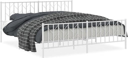 vidaXL - Bedframe - met - hoofd- - en - voeteneinde metaal - wit - 183x213 - cm