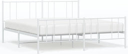 vidaXL - Bedframe - met - hoofd- - en - voeteneinde - metaal - wit - 183x213 - cm