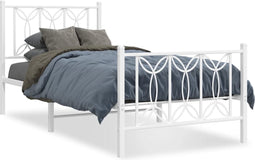 vidaXL - Bedframe - met - hoofd- - en - voeteneinde - metaal - wit - 90x200 - cm