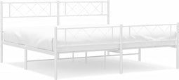 vidaXL - Bedframe - met - hoofd- - en - voeteneinde - metaal - wit - 183x213 - cm