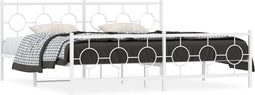 vidaXL - Bedframe - met - hoofd- - en - voeteneinde - metaal - wit - 193x203 - cm