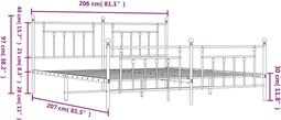 vidaXL - Bedframe - met - hoofd- - en - voeteneinde - metaal - wit - 200x200 - cm
