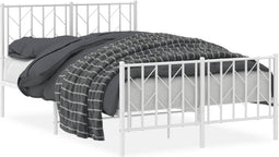 vidaXL - Bedframe - met - hoofd- - en - voeteneinde metaal - wit - 120x200 - cm