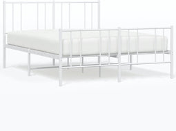 vidaXL - Bedframe - met - hoofd- - en - voeteneinde - metaal - wit - 150x200 - cm
