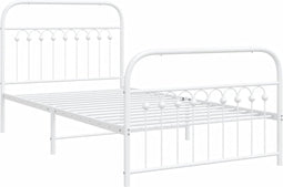 vidaXL - Bedframe - met - hoofd- - en - voeteneinde - metaal - wit - 100x190 - cm